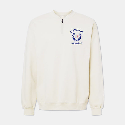 Cleveland Baseball Quarter Zip Crewneck - Ivory