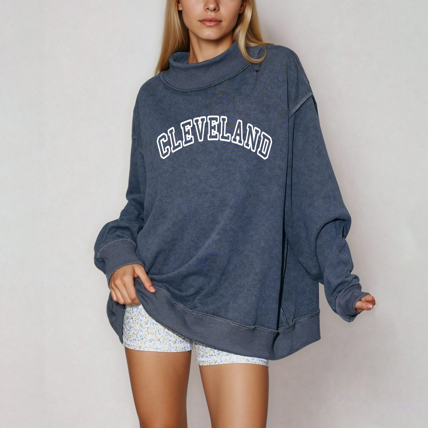 Cleveland College Mock Neck Sweatshirt - Charcoal