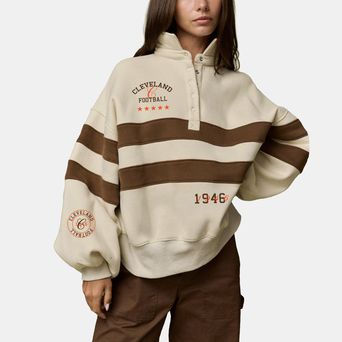 Cleveland Football Striped Rugby Pullover