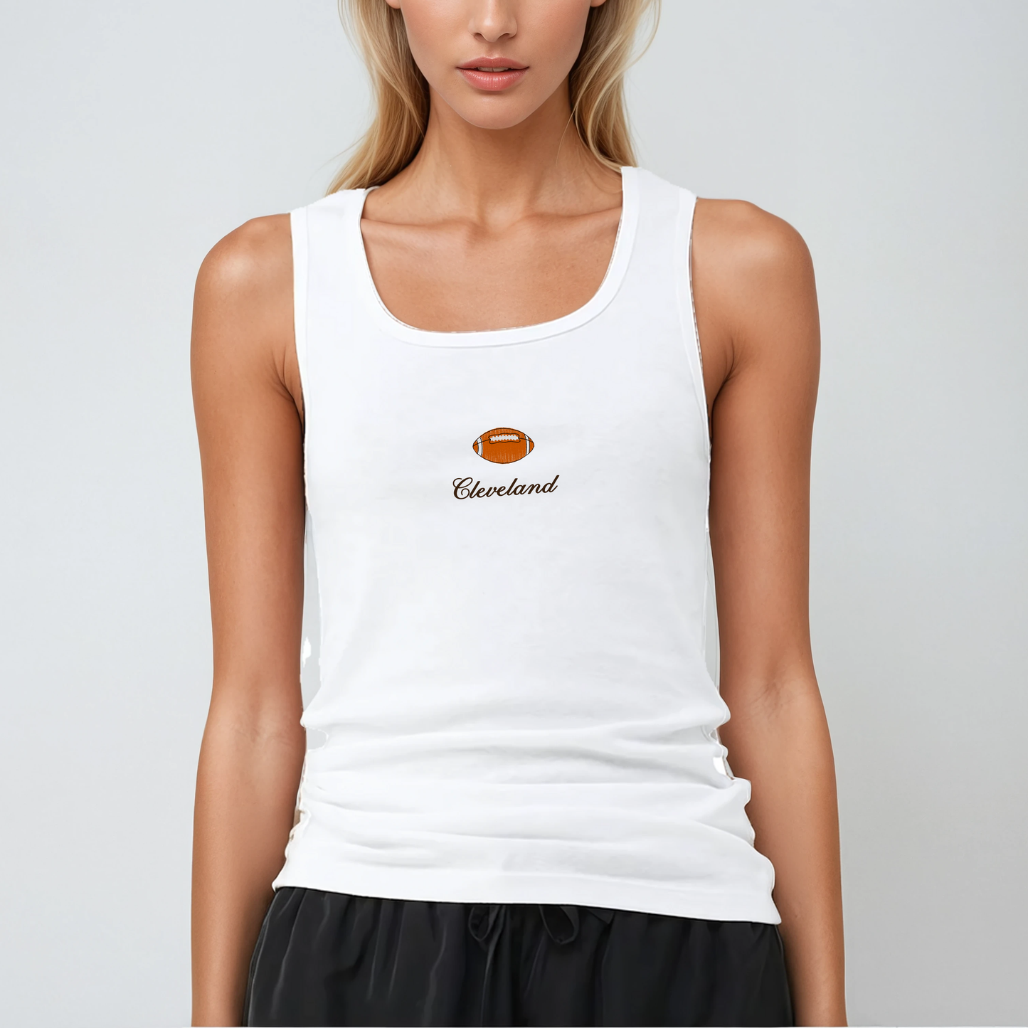 Cleveland Football Embroidered Ribbed Tank
