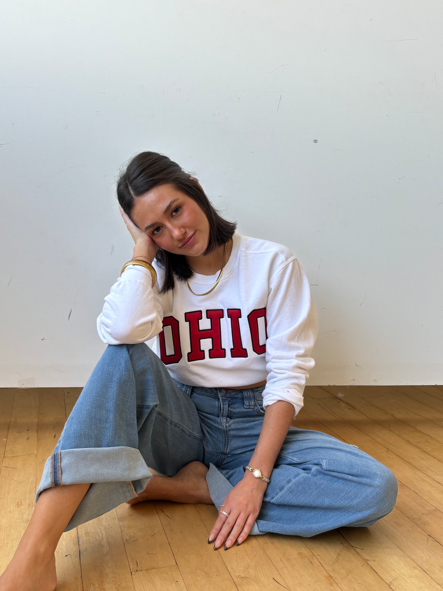 Ohio Fabric Crewneck - White/Red
