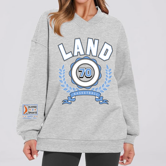 Retro LAND Basketball V-neck Sweatershirt
