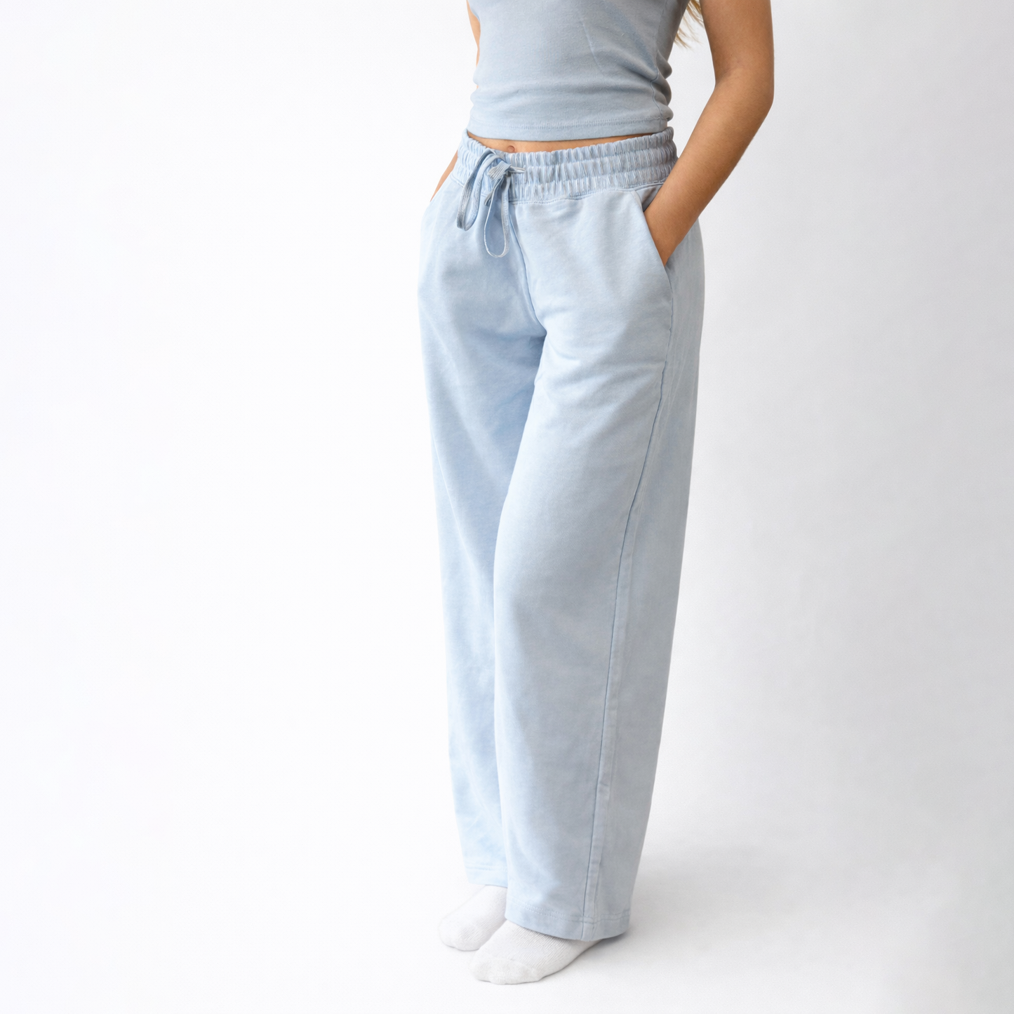 Made In The Land Wide Leg Sweats - Powder Blue