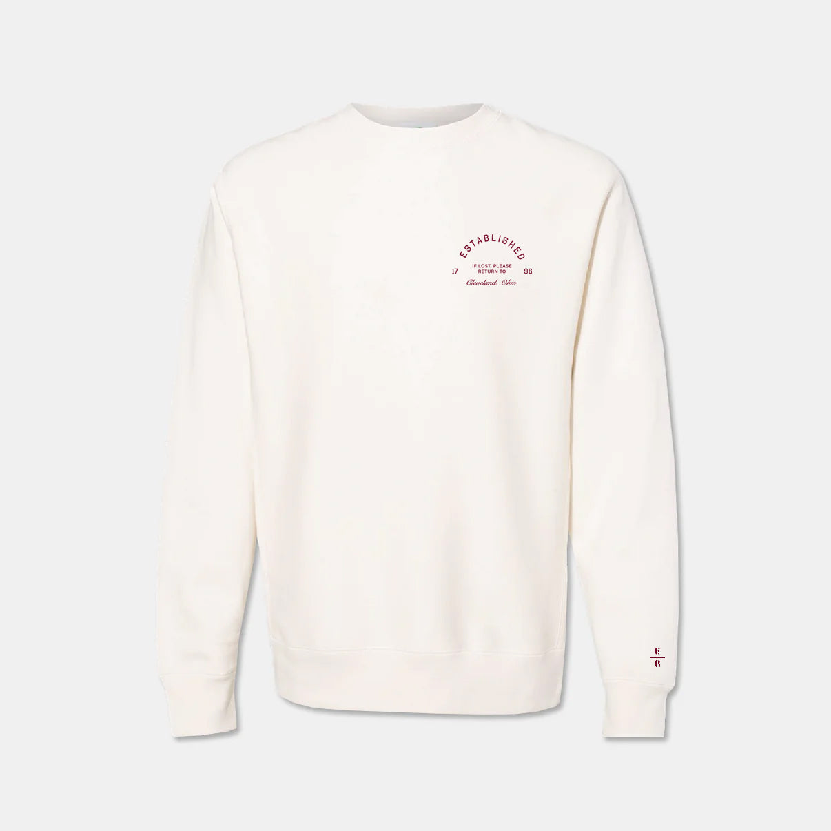 Return to Cleveland Puff Crewneck - Ivory/Maroon