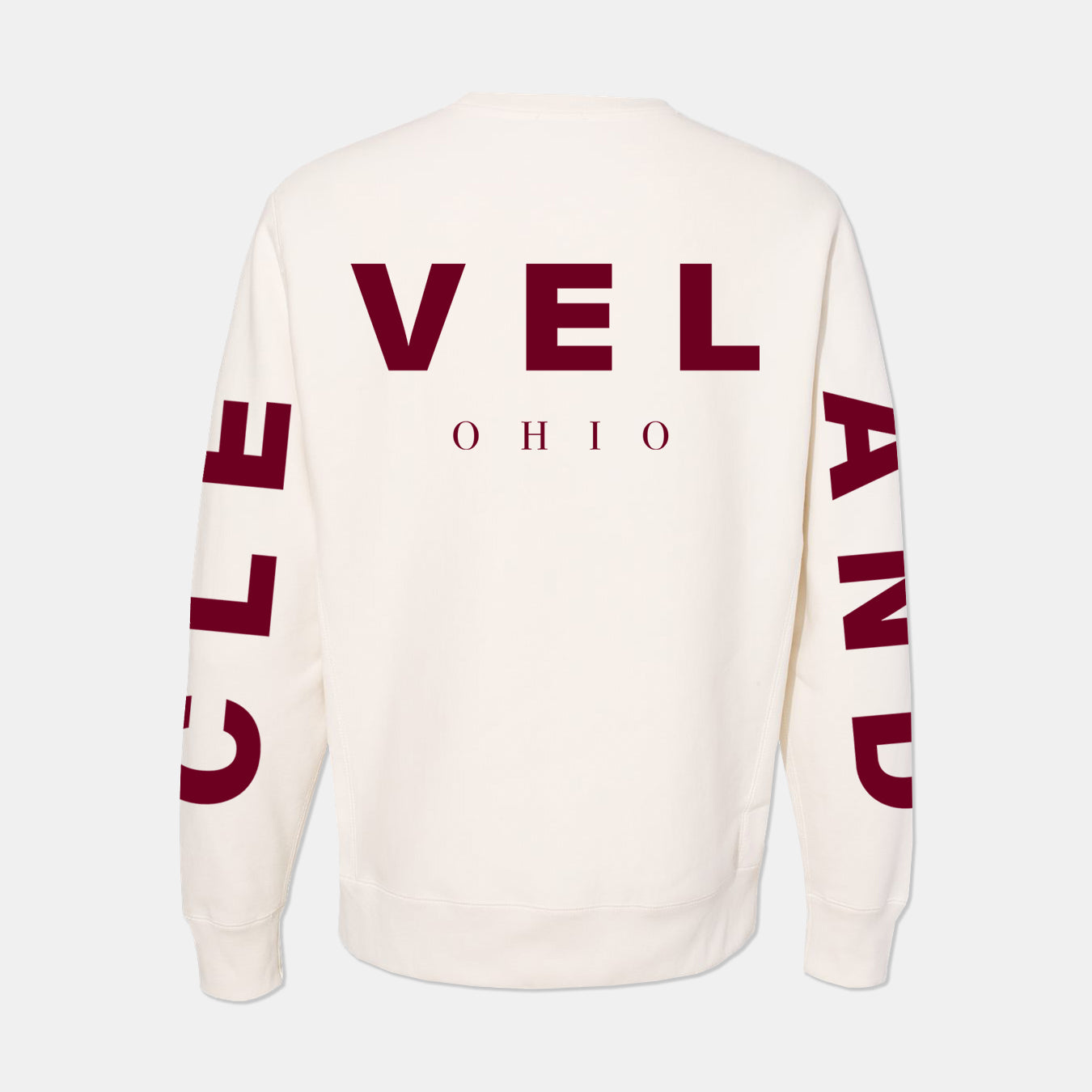 Return to Cleveland Puff Crewneck - Ivory/Maroon