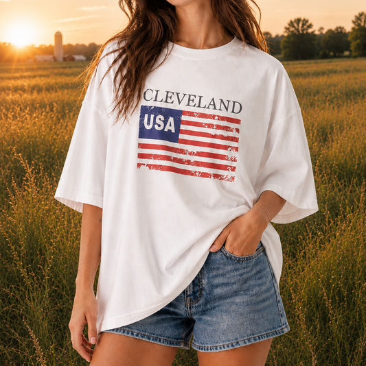 Cleveland USA Flag T-shirt