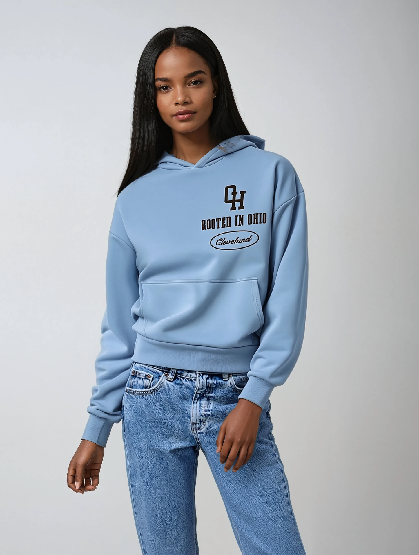 Rooted In Ohio Hoodie - Baby Blue