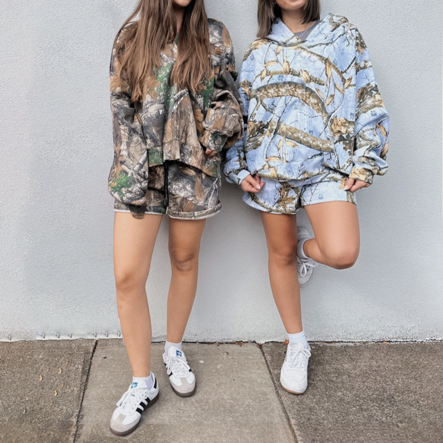 Cleveland Ohio Oversized Camo Hoodie - Baby Blue