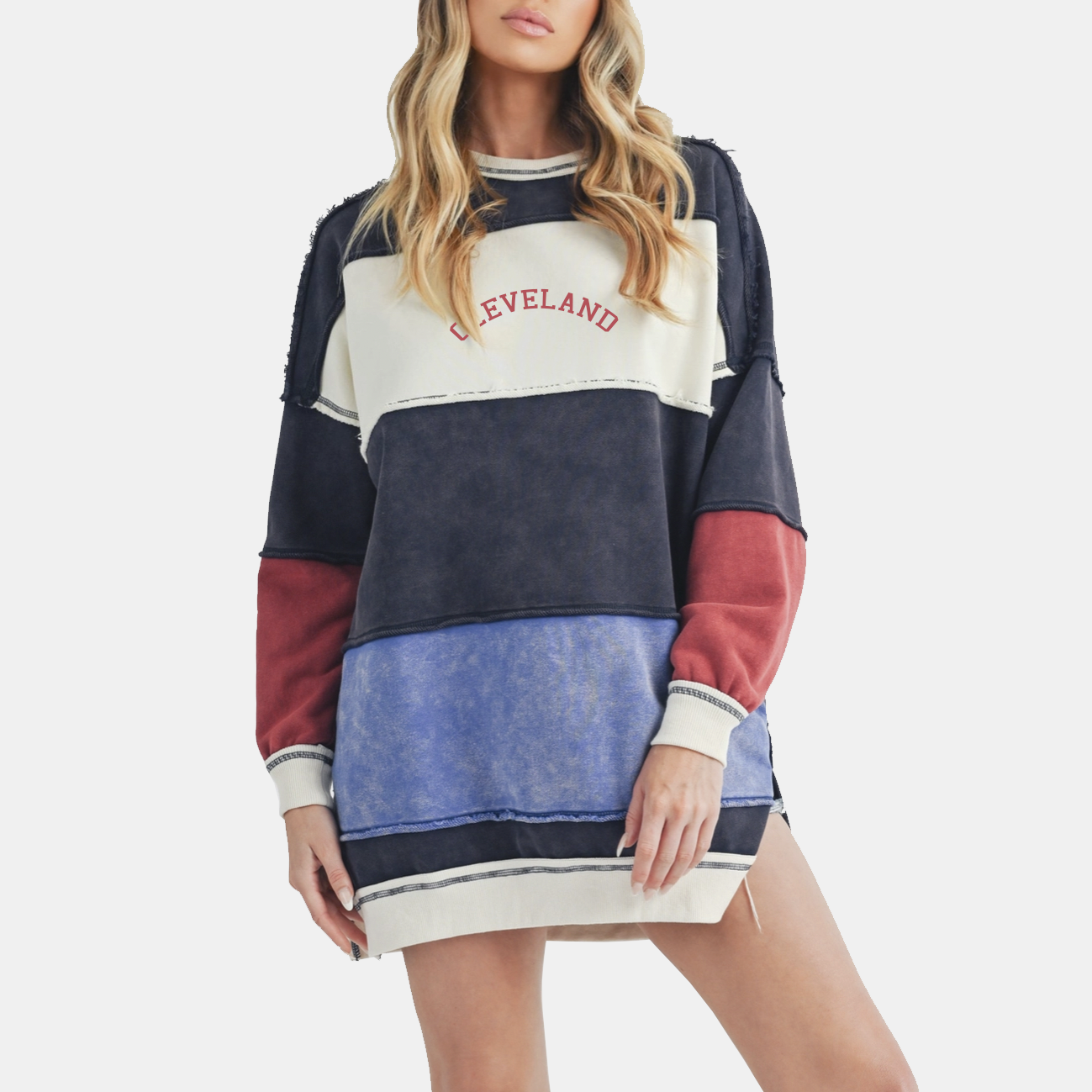 Cleveland Striped Rugby-Style Crewneck