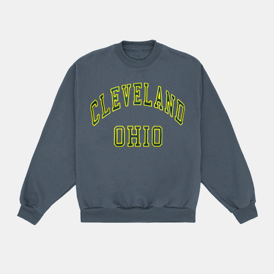 Cleveland Ohio Fabric Crewneck - Vintage Navy/Forest