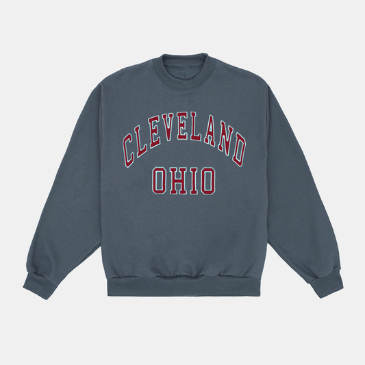 Cleveland Ohio Fabric Crewneck - Vintage Navy/Maroon