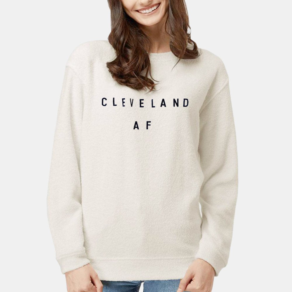 Cleveland AF Cozy Crewneck Sweater - Oatmeal Colored