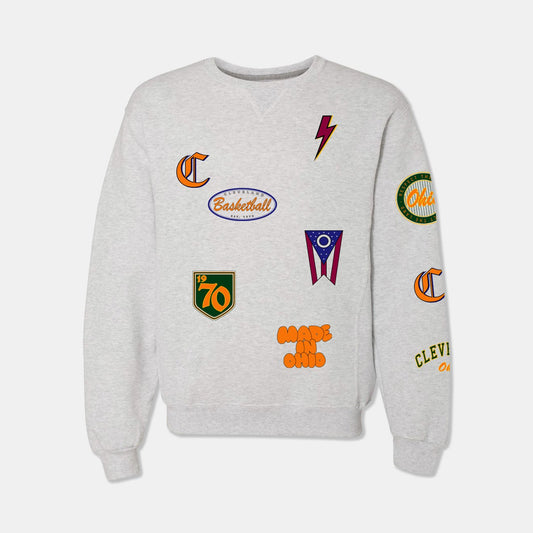 Basketball Icons Heavy Fleece Crewneck - Ash