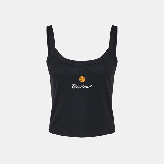 Cleveland Basketball Embroidered Cropped Tank - Black