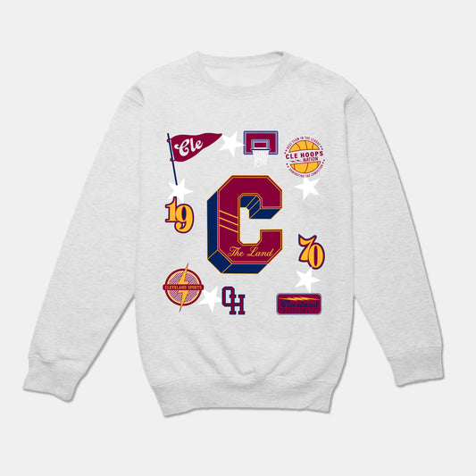 Cleveland Basketball Varsity Crewneck - Heather Oatmeal
