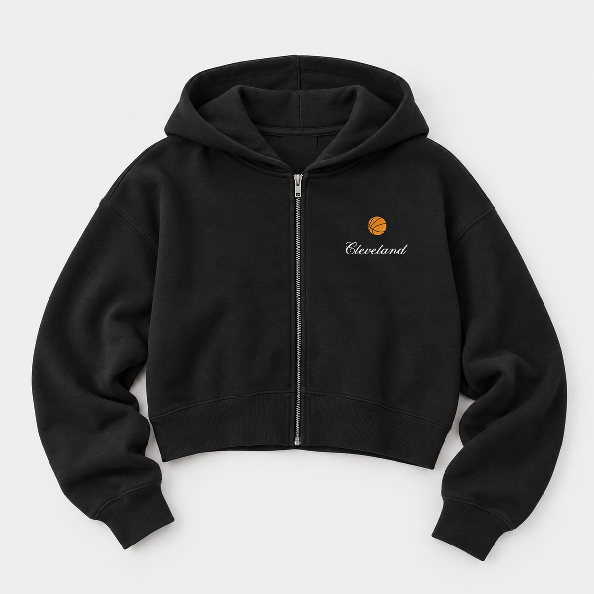 Cleveland Basketball Embroidered Zip Up Hoodie