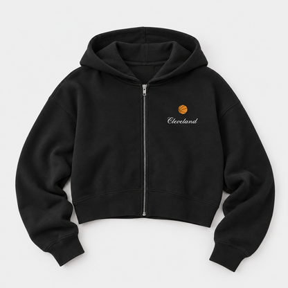 Cleveland Basketball Embroidered Zip Up Hoodie