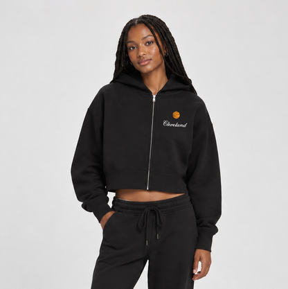 Cleveland Basketball Embroidered Zip Up Hoodie