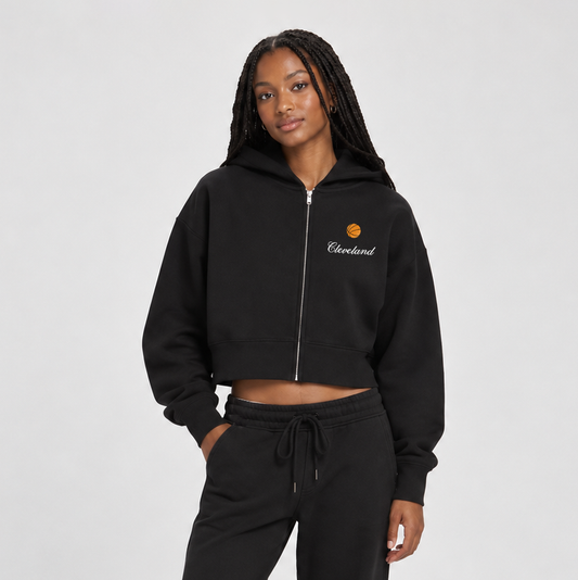 Cleveland Basketball Embroidered Zip Up Hoodie
