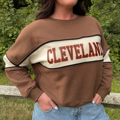 Cleveland Colorblock Sweatshirt - Brown/Ivory