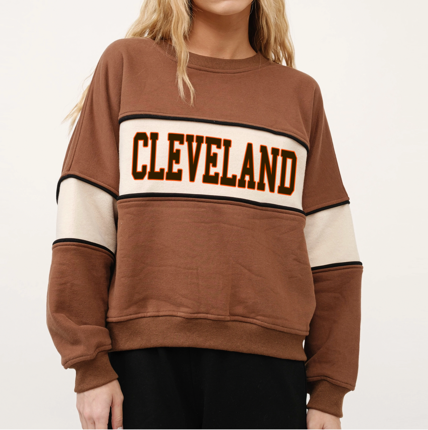 Cleveland Colorblock Sweatshirt - Brown/Ivory