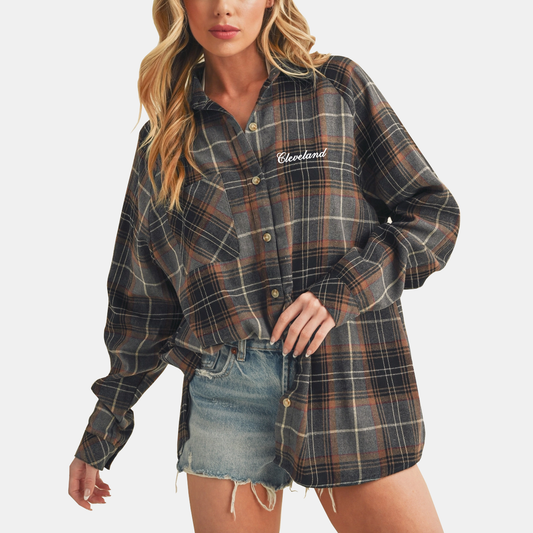 Cleveland Flannel Shirt - Gray/Orange