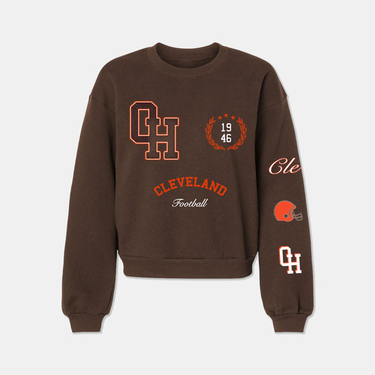 Cleveland Varsity Chenille Sweatshirt - Brown