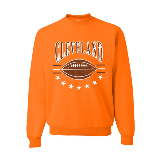 Cleveland Football Vintage Style Crewneck - Bright Orange