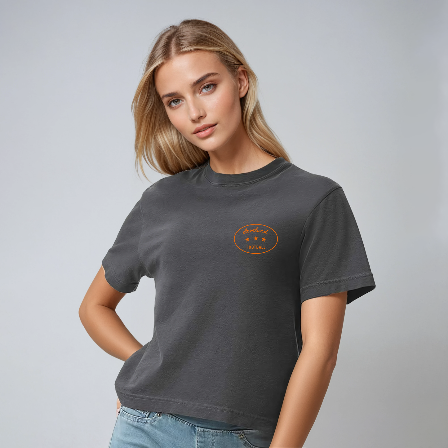 Cleveland Football Cropped T-shirt - Dark Gray