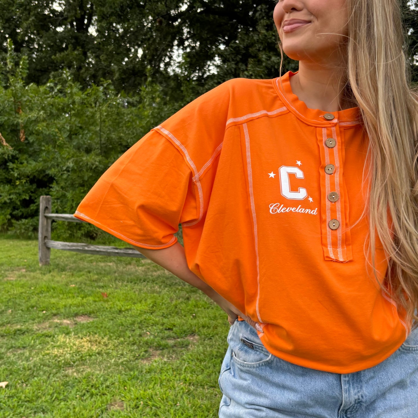 Cleveland Oversized Henley - Orange