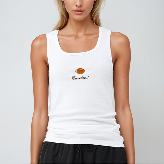 Cleveland Football Embroidered Ribbed Tank
