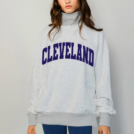 Cleveland Mock Neck Sweatshirt - Gray
