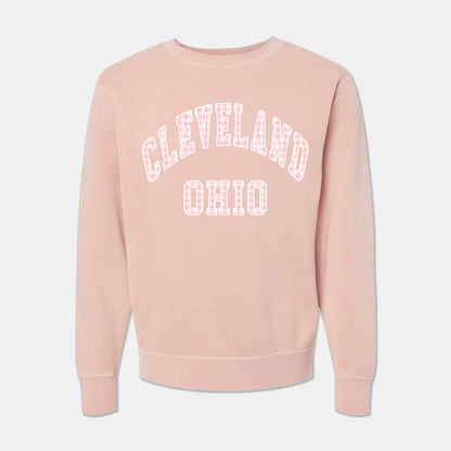 Cleveland Ohio Plaid Sweatshirt - Dusty Pink