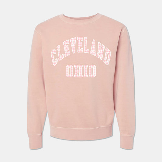 Cleveland Ohio Plaid Sweatshirt - Dusty Pink
