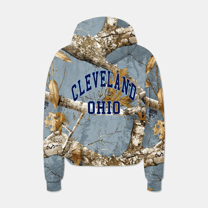 Cleveland Ohio Oversized Camo Hoodie - Baby Blue