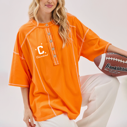 Cleveland Oversized Henley - Orange