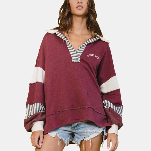 Cleveland Colorblock Pullover - Maroon