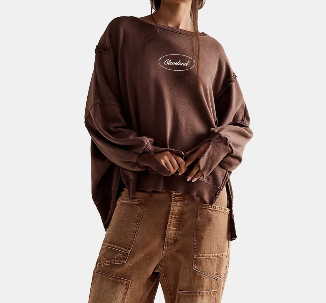 Cleveland Slouchy Oversized Crewneck - Brown