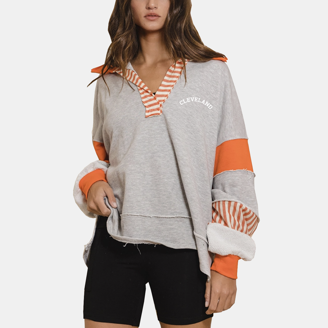 Cleveland Colorblock Pullover - Orange/Gray