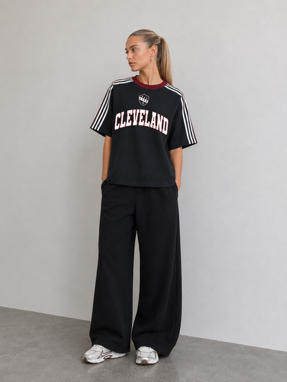 Cleveland Crest Striped Sleeve T-shirt - Navy