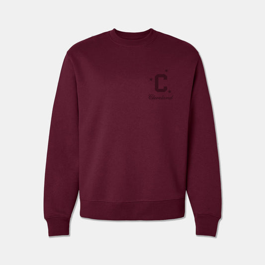 Cleveland Embroidered Crewneck - Wine