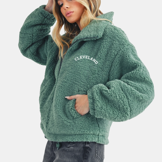 Cleveland Full Zip Sherpa Jacket - Jade