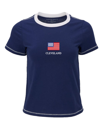 Customizable American Flag Contrast Baby Tee