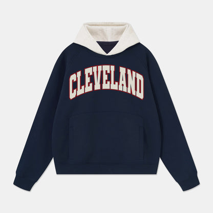 Cleveland Two-Tone Varsity Hoodie - Navy