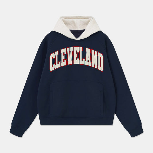 Cleveland Two-Tone Varsity Hoodie - Navy