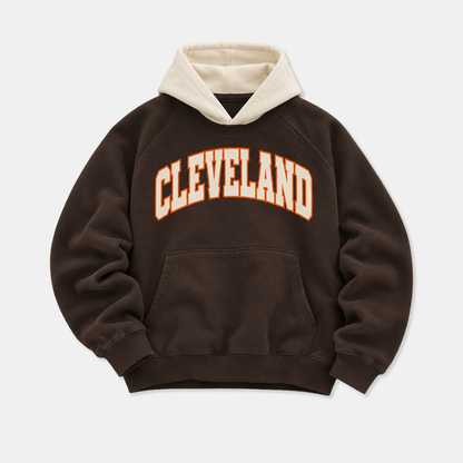 Cleveland Two-Tone Varsity Hoodie - Brown