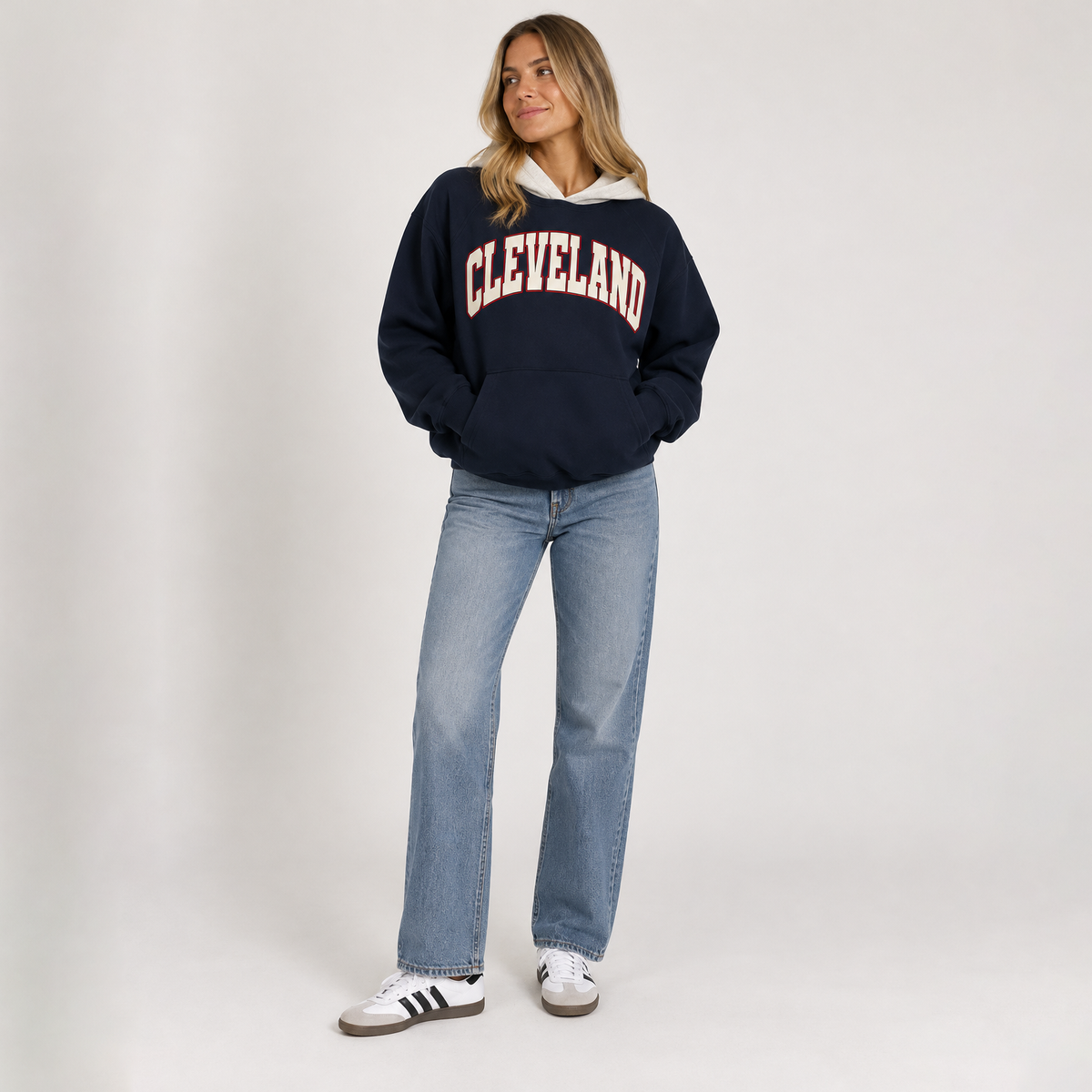 Cleveland Two-Tone Varsity Hoodie - Navy