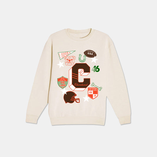 Cleveland Varsity Crewneck - Sand
