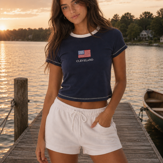 Customizable American Flag Contrast Baby Tee