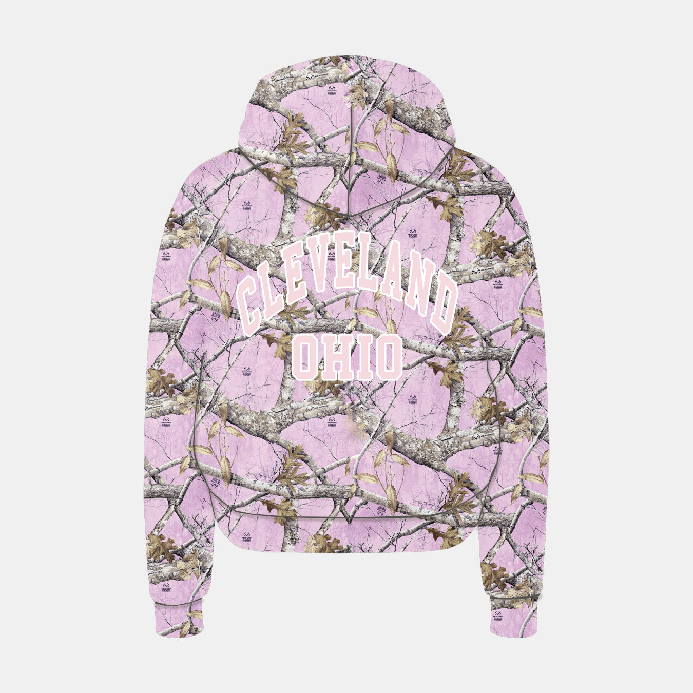 Cleveland Ohio Oversized Camo Hoodie - Soft Pink